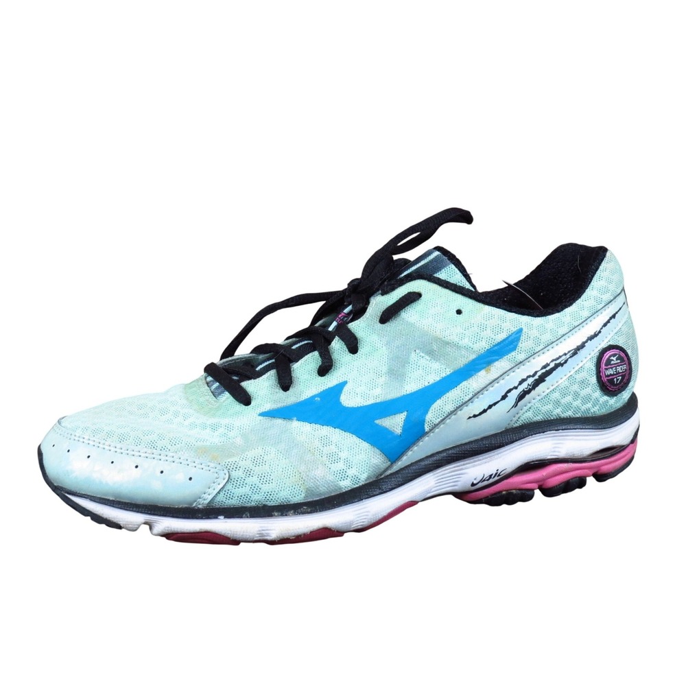 Mizuno Wave Rider 17 Women Running Shoes Size 9 Athletic Training Mint Green